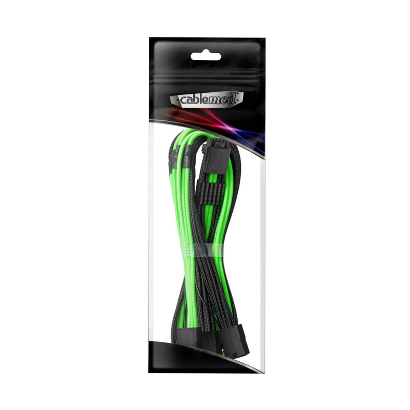 CableMod Pro ModMesh 12VHPWR PCI-e Cable Extension (Black & Light Green, 16-pin to Triple 8-pin, 45cm) - كابل